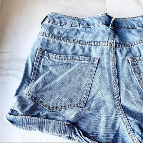 Forever 21 high waisted mom denim shorts cuffed 26 - Picture 5 of 6